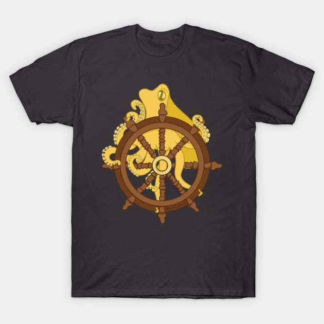 Yellow Ocopus and Ship Wheel T-Shirt by Pastel.Punkk